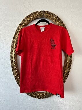 Champion Men's Red Short-Sleeve Graphic Tee with Prayer Hands Detail